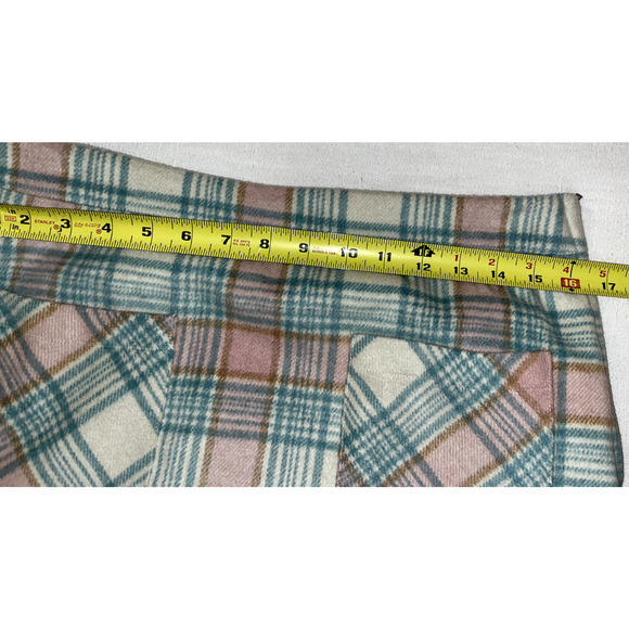 LeLis Pink Blue Cream Plaid Mini Skirt Side Zip Front Pockets Size Large NWT - Picture 9 of 9